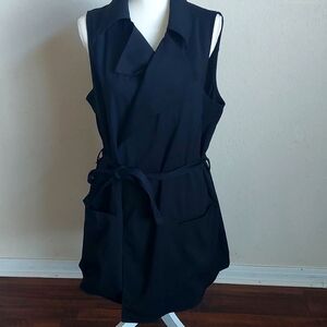 Black sleeveless wrap around dress